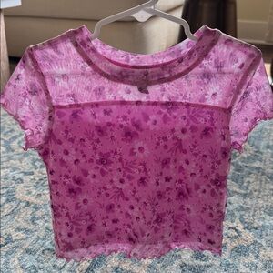 Dressy casual girls top with sheer sleeves